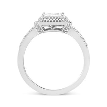 Sterling Silver 1/4ctw Princess-cut Diamond Composite Halo Ring(H-I
Color, SI1-SI2 Clarity)