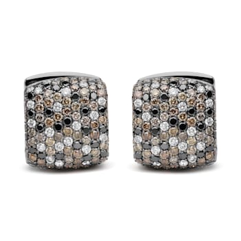 Black Rhodium over 18K White Gold Multi-Color Round Diamond Cluster
Square Huggie Hoop Earrings
