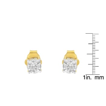 10K Yellow Gold Over Sterling Silver Diamond Stud Earring 1/4ctw