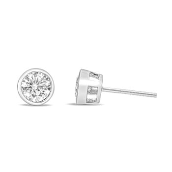 14K White Gold 1.0ctw Lab-Grown Diamond Screw-Back Classic Bezel
Solitaire Stud Earrings