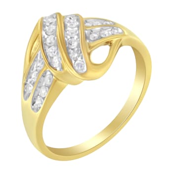 10K Yellow Gold Over Sterling Silver 1.0ctw Diamond Halo Floral Ring
(J-K Color, I2-I3 Clarity)