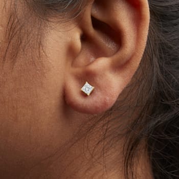 IGI Certified 14k Yellow Gold 1/2 cttw Princess-Cut Solitaire Diamond
Push Back Stud Earrings