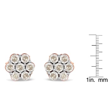 10K Rose Gold Diamond Floral Stud Earrings 0.50ctw
