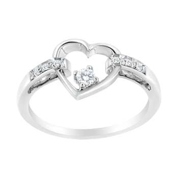 0.125ctw Diamond 14K White Gold Heart Ring