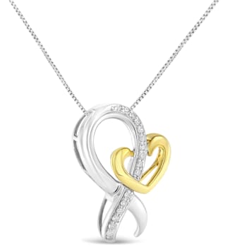 10K Gold Over Sterling Two-Tone 1/6ctw Round Cut Diamond Ties of Love
Pendant w\chain