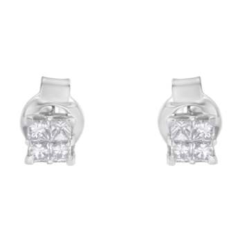10K White Gold Diamond Composite Stud Earring 1/4ctw