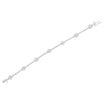 Sterling Silver 1.0 cttw Diamond Floral Station Tennis Bracelet (I-J,
I3) - 7.5"
