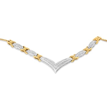 10K Two-tone Gold 1.0ctw Mixed Cut Diamond "V" Shape Necklace
(I-J Color, I1-I2 Clarity)