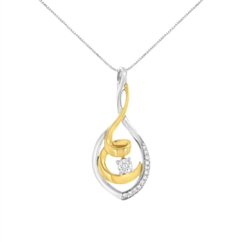 1/4ctw Round Diamond Spiral Link 10K Yellow & White Gold Pendant
Necklace with 18" Chain