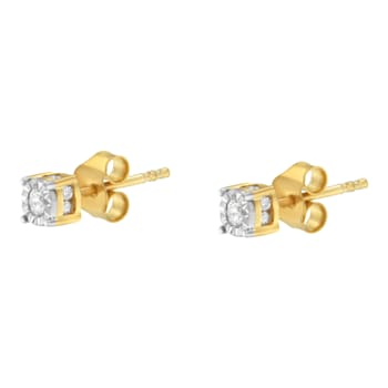 10K Yellow Gold Over Sterling Silver Diamond Stud Earring 1/4ctw