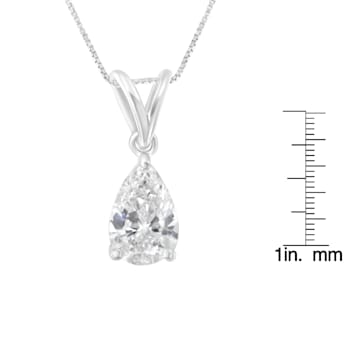 IGI certified 10K White Gold 1/2ctw Diamond Pear Pendant w\chain(I-J, I1)