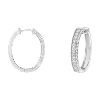 10K White Gold Diamond Hoop Earring 1.0ctw