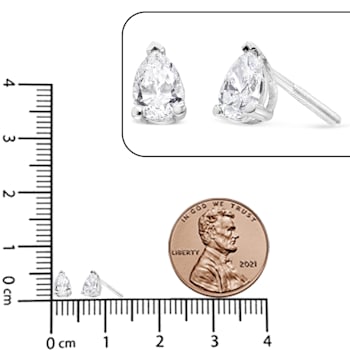14K White Gold 1.0 Cttw Pear Shape Solitaire Lab Grown Diamond Stud Earrings