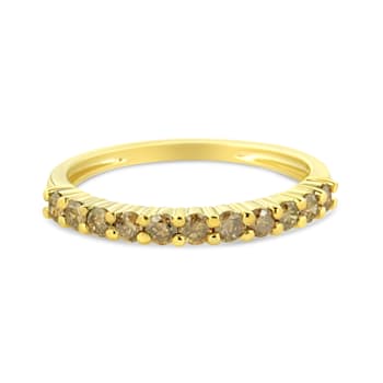 10K Yellow Gold Over Sterling Silver 1/4ctw Champagne Diamond Ring (K-L
Color, I1-I2 Clarity)