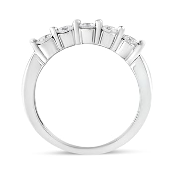 14K White Gold 1/2ctw Round-Cut 5-Stone Diamond Ring (H-I Color, SI1-SI2 Clarity)