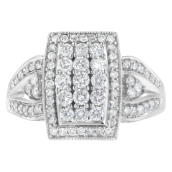 10K White Gold 1.0ctw Diamond Rectangular Cushion Ring (H-I Color,
SI2-I1 Clarity)