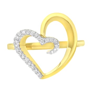 14KT Yellow Gold 1/10 ctw. Diamond Heart Shape Ring (K-L, I1-I2) - Size 7