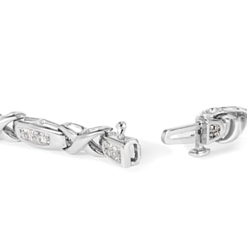 14K White Gold 1.0ctw Invisible-Set Princess Diamond Tennis Bracelet
(H-I Color, SI1-SI2 Clarity)