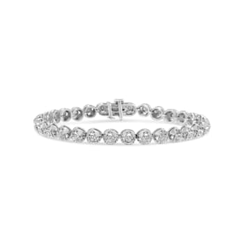 Sterling Silver 1ct. TDW Diamond Circle Link Eternity Bracelet (I-J,I3)
- 7"