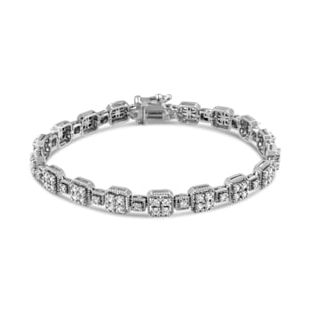 10K White Gold 2.0 Cttw Diamond Square Link Bracelet (J-K Color, I2-I3
Clarity) - Size 7.25"