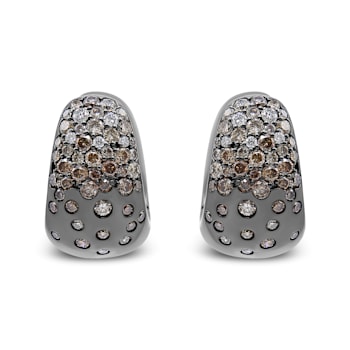 Black Rhodium over 18K White Gold 2 1/4ctw Prong and Bezel Set White and
Brown Diamond Hoop Earrings