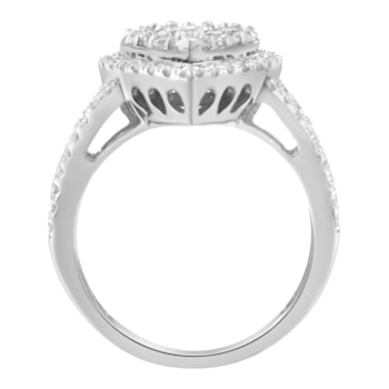 Sterling Silver Diamond Cluster Ring (1 1/2 Cttw, H-I Color, I1-I2 Clarity)