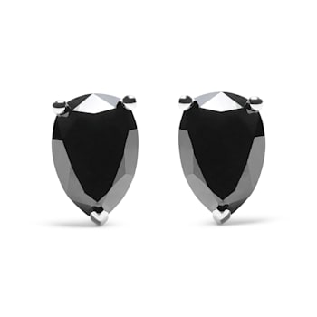 14K White Gold 1/2 Cttw Treated Black Pear Shaped Solitaire Diamond 3
Prong Stud Earrings