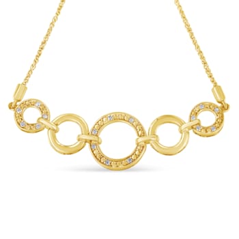 10K Yellow Gold Over Sterling Silver Diamond Accent Graduated Infinity
Open Circle Adjustable Bolo