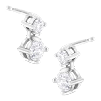 14K White Gold 1.0ctw Double Diamond Stud Earrings