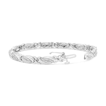 Sterling Silver 1.00 Cttw Round Diamond X-Link Bracelet (I-J Color,
I2-I3 Clarity) - Size 7"