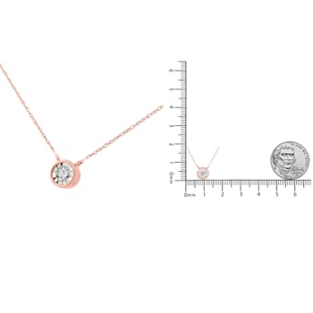 10K Rose Gold 1/5ctw Round Diamond Modern Bezel-Set Solitaire Necklace
(J-K Color, I2-I3 Clarity)