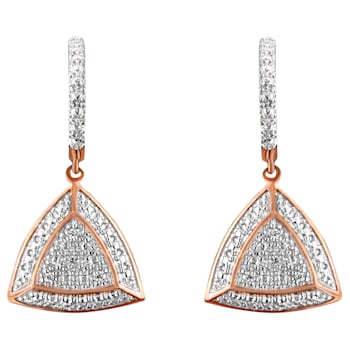 10K Rose Gold Over Sterling Silver Round Cut Diamond Fashion Dangle
Earrings .03ctw