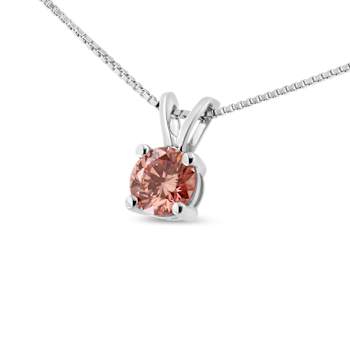 14K White Gold 1/4ctw Lab Grown Pink Diamond Solitaire Pendant
w\chain(Pink Color, VVS2-VS1 Clarity)