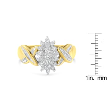 10K Two-Toned Round Baguette Diamond Cluster Ring (1/2 Cttw, I-J Color,
I2-I3 Clarity)