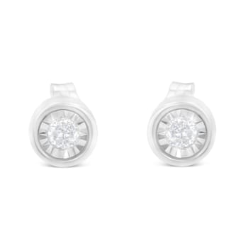 Sterling Silver 1/5ctw Round Near Colorless Diamond Miracle-Set Bezel
Barrel Style Stud Earrings