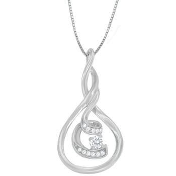 10K White Gold Espira 1/8ctw Round Cut Diamond Layered Spiral Pendant
w\chain(I-J, I1-I2)