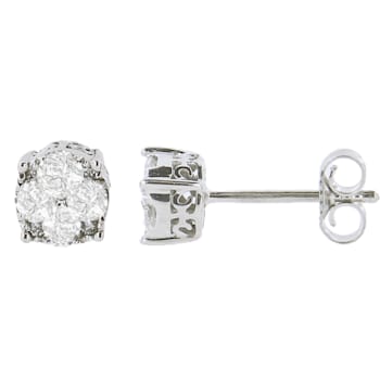 0.50ctw Round-Cut Diamond Sterling Silver Cluster Stud Earring