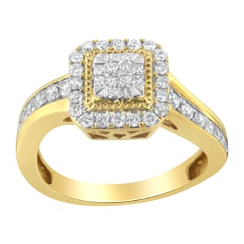 10K Yellow Gold Diamond Cocktail Ring (5/8ctw, H-I Color, SI2-I1 Clarity)