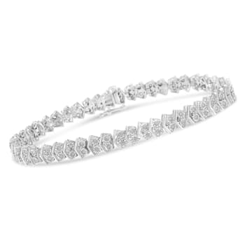 Sterling Silver 1.0ctw Chevron 2 Stone Arrow Link Tennis Bracelet