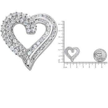 Sterling Silver 1.0ctw Diamond Open work Ribbon Heart Pendant 18"
Necklace (I-J Color, I3 Clarity)