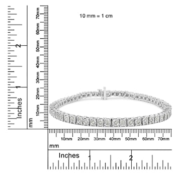 Rhodium Over Sterling Silver 1.0 Ctw Diamond Square Frame Tennis Bracelet