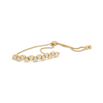 10K Yellow Gold Over Sterling Silver 1/2ctw Diamond Sideways Hearts Bolo
Bracelet- 4”-10” Adjustable