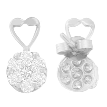 14K White Gold 1 1/4ctw Round Cut Diamond Earrings