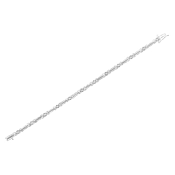 Sterling Silver 1.0ctw Diamond X-Link Tennis Bracelet