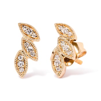 10K Yellow Gold 1/10 Cttw Diamond Triple Leaf Stud Earring (H-I Color,
I1-I2 Clarity)