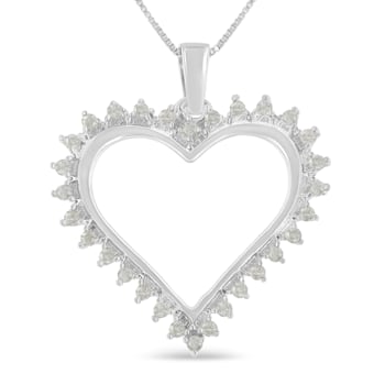 0.25ctw Diamond Open Heart Sterling Silver Necklace