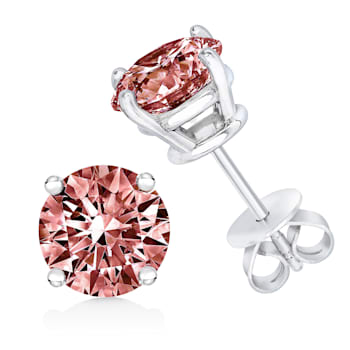 1.00ctw Lab Created Brilliant Cut Pink Diamond Solitaire 10K White Gold
Stud Earrings