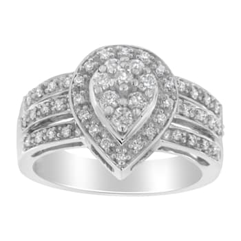 10K White Gold Round Cut Diamond Teardrop Ring (1/2ctw, H-I Color,
SI2-I1 Clarity)