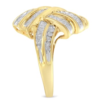 10K Yellow Gold Over Sterling Silver 1.0ctw Mixed Diamond Channel Ring
(I-J Color, I2-I3 Clarity)