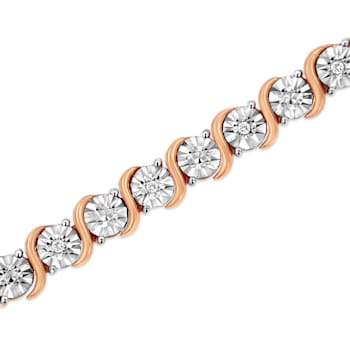 14K Rose Gold Over Sterling Silver 1/10 Cttw Diamond "S"
Tennis Bracelet